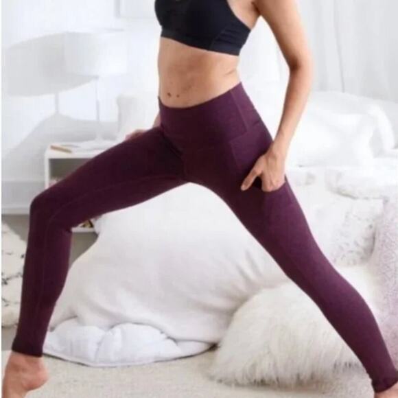 AERIE Chill Play Move Leggings with Pockets Maroon Space Dyed Small - Picture 1 of 6